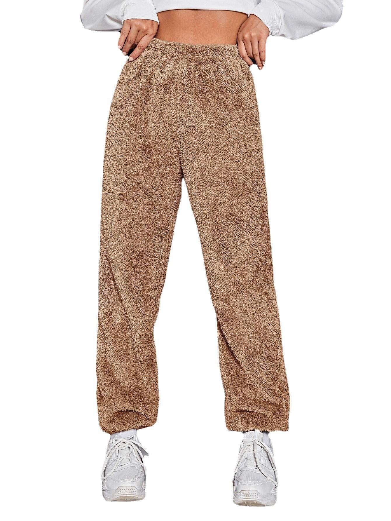 

Осінньо-зимові жіночі однотонні плюшеві повсякденні штани Вільні заспокійливі оксамитові теплі домашні штани Жіночі 2XL