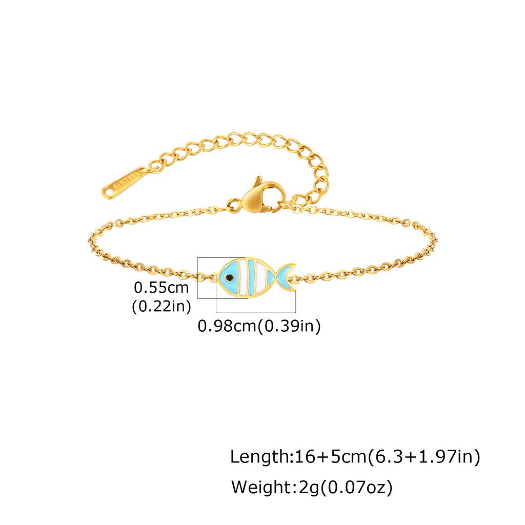 Children'S Fun Cute Wind Stainless Steel Epoxy Cartoon Bracelet 18K Gold Plated Jewelry Br-2593