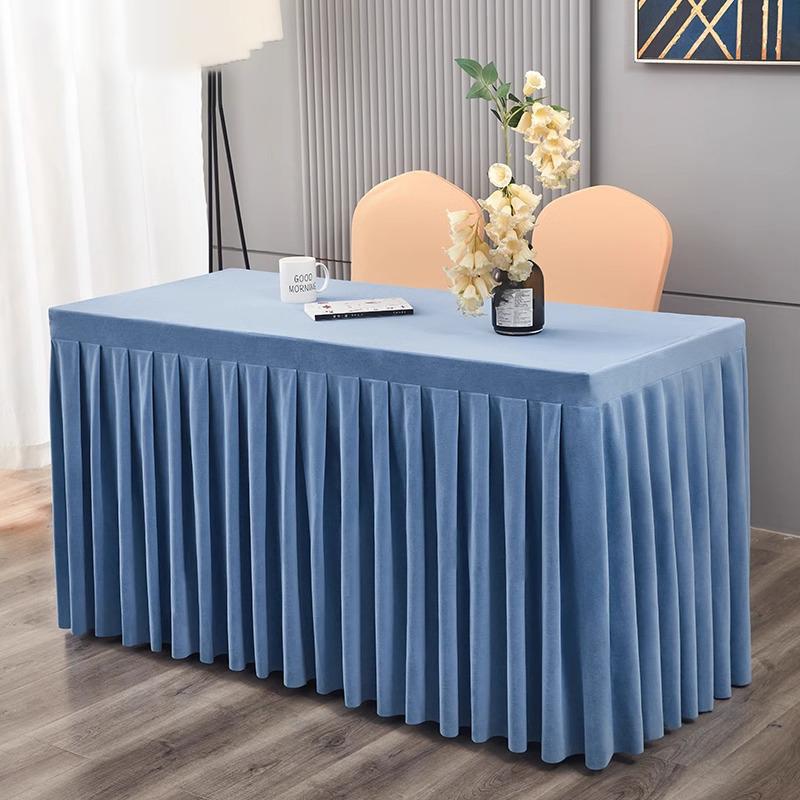 Elastic Table Cloth Hotel Conference Table Cover Meeting Room Office Flannel Rectangle Tableclover Wedding Banquet Decoration