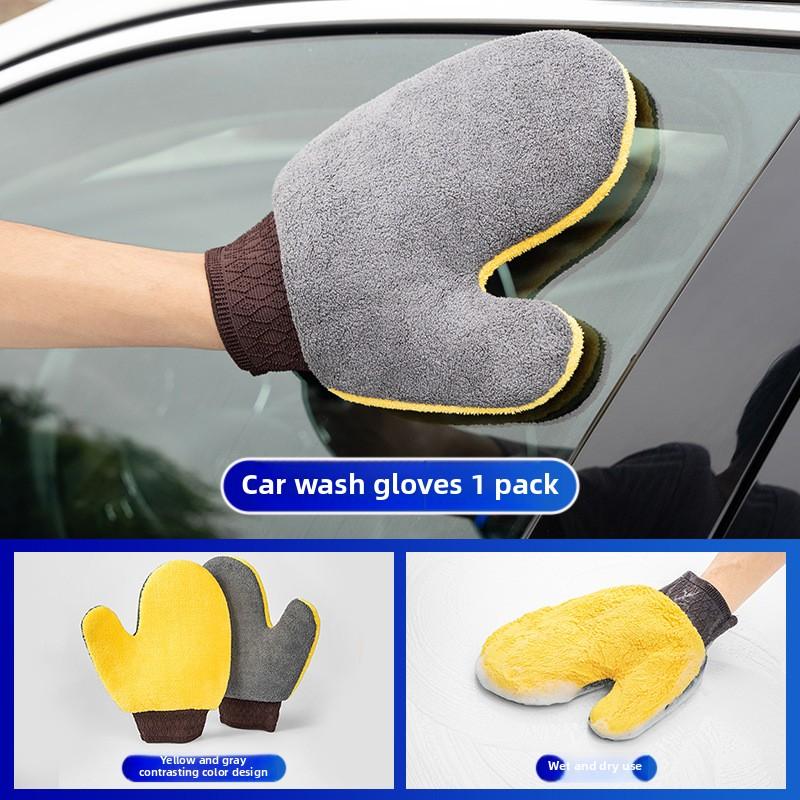 

Прочная ультрамягкая двухсторонняя перчатка для мытья автомобиля из кораллового флиса, перчатка для чистки автомобиля, для обслуживания краски на дверях, окнах и стекле 1pc