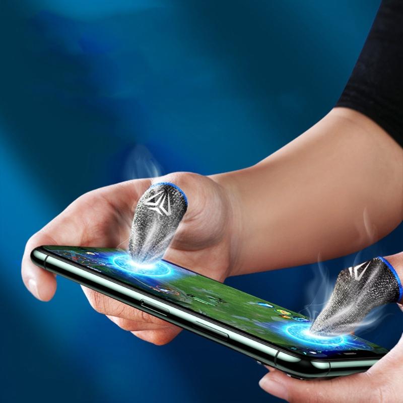 Telefon-Gaming-Fingerling für mobilen Controller Silberfaser Empfindlich Schweißabweisend Atmungsaktiv Fingerling für PUBG