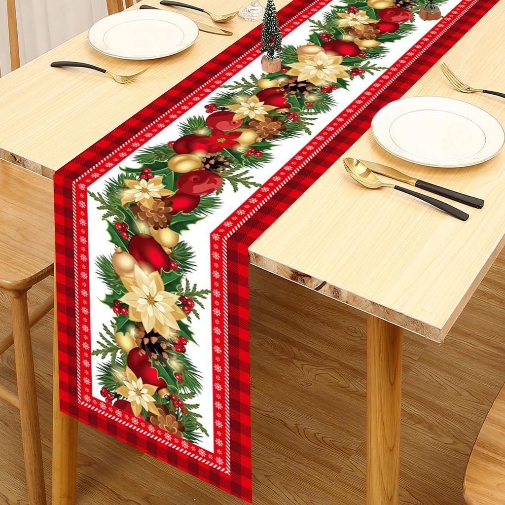 Christmas Linen Table Runner Merry Cristmas Decoration for Home 2024 Xmas Party Decor Ornament Navidad Natal Happy New Year 2025
