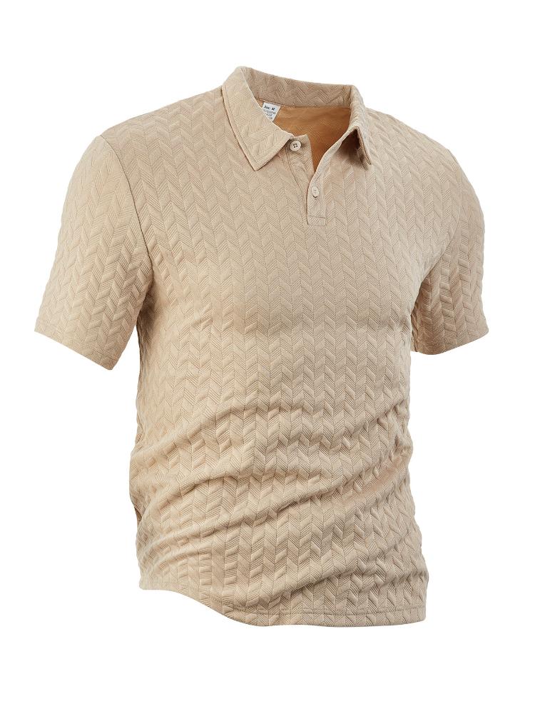 Men's Breathable Sweat Wicking Sweatshirt, Loose and Casual, Solid Color Jacquard Fabric, Men's Short Sleeved Polo Shirt