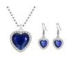 New Titanic Blue Red Necklace+Earrings Ocean Heart  Love Eternal Shining High End Jewelry Bridal Wedding  Set