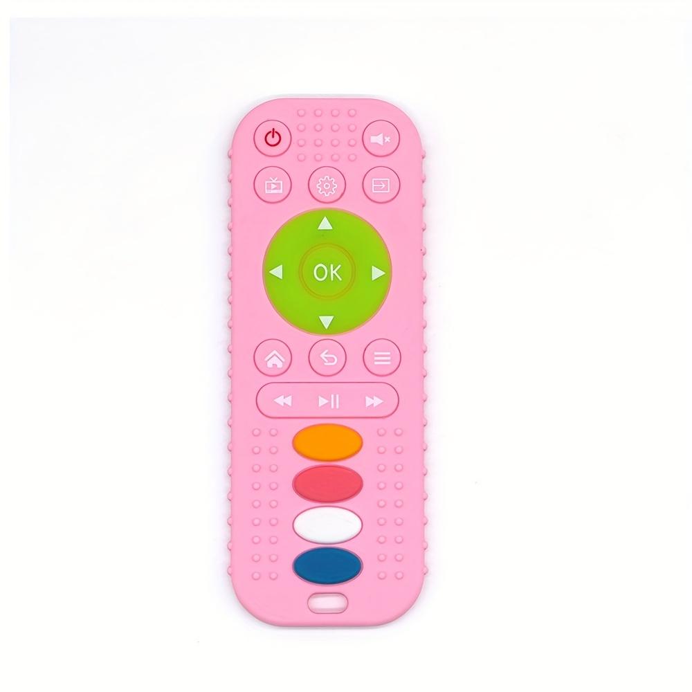 1pc Baby Remote Control Shaped Teether, Safe Silicone, Reduces Biting, Baby Teething Toy, Fun Chewing Teether Powder/Blue/Black