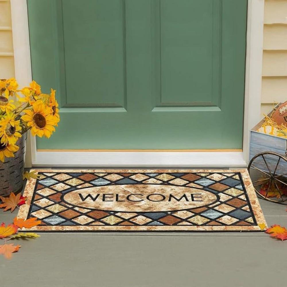

American Retro Carpet Home Decoration Tile Door Floor Mat Bathroom Anti-slip Mat Lightweight Comfortable Quiet 50X80CM 1.6X2.6FT