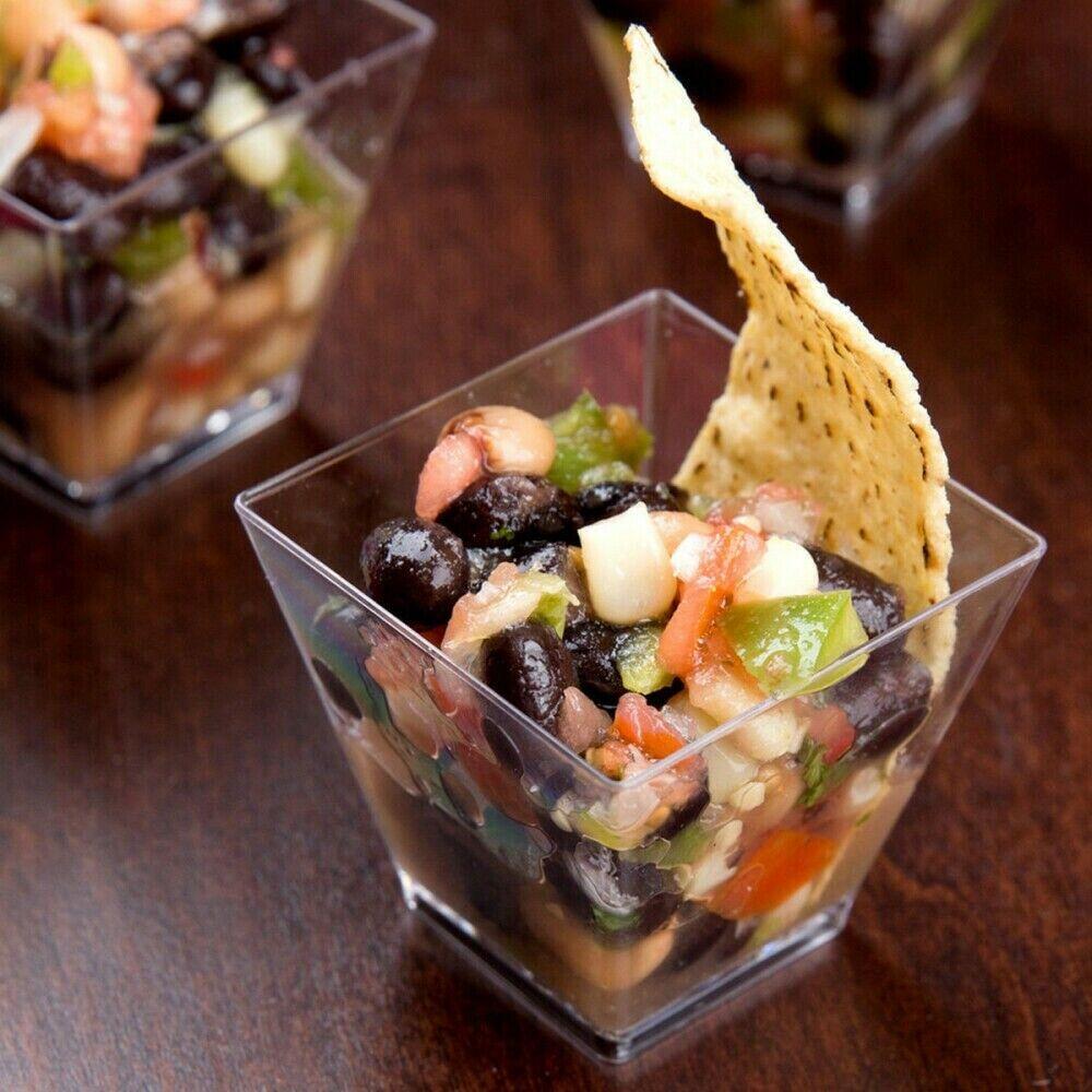 25pcs 60ml Mini Dessert Cups Square Plastic Cups Reusable Jelly Mousses Appetizer Cup Food Container Party Birthday Decor