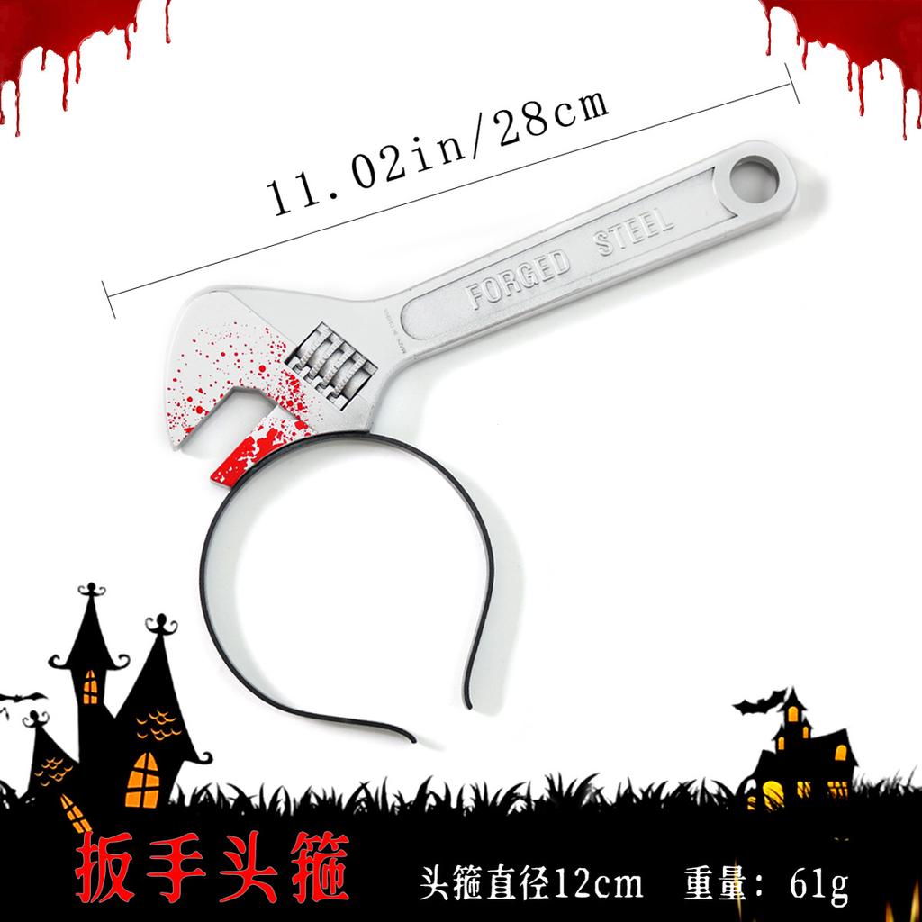 Halloween Head Props, Ghost Festival Horror Spoof Trick, Head Axe Wrench Needle Head Buckle Headdress