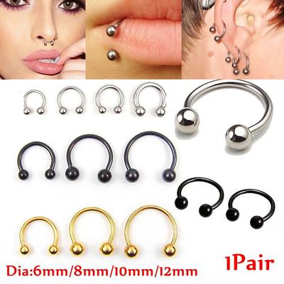 Women Men 16 Gauge Nose Septum Ring Hip Hop Lip Nipple Eyebrow Lobe Rings Horseshoe Ear Piercings