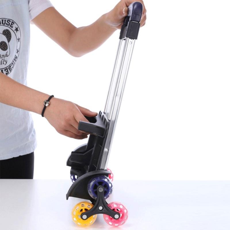 Aluminium Alloy Backpack Trolley with 6 Wheels Foldable Trolley Cart Wheeled Hand Truck for Luggage Backpack School Bags