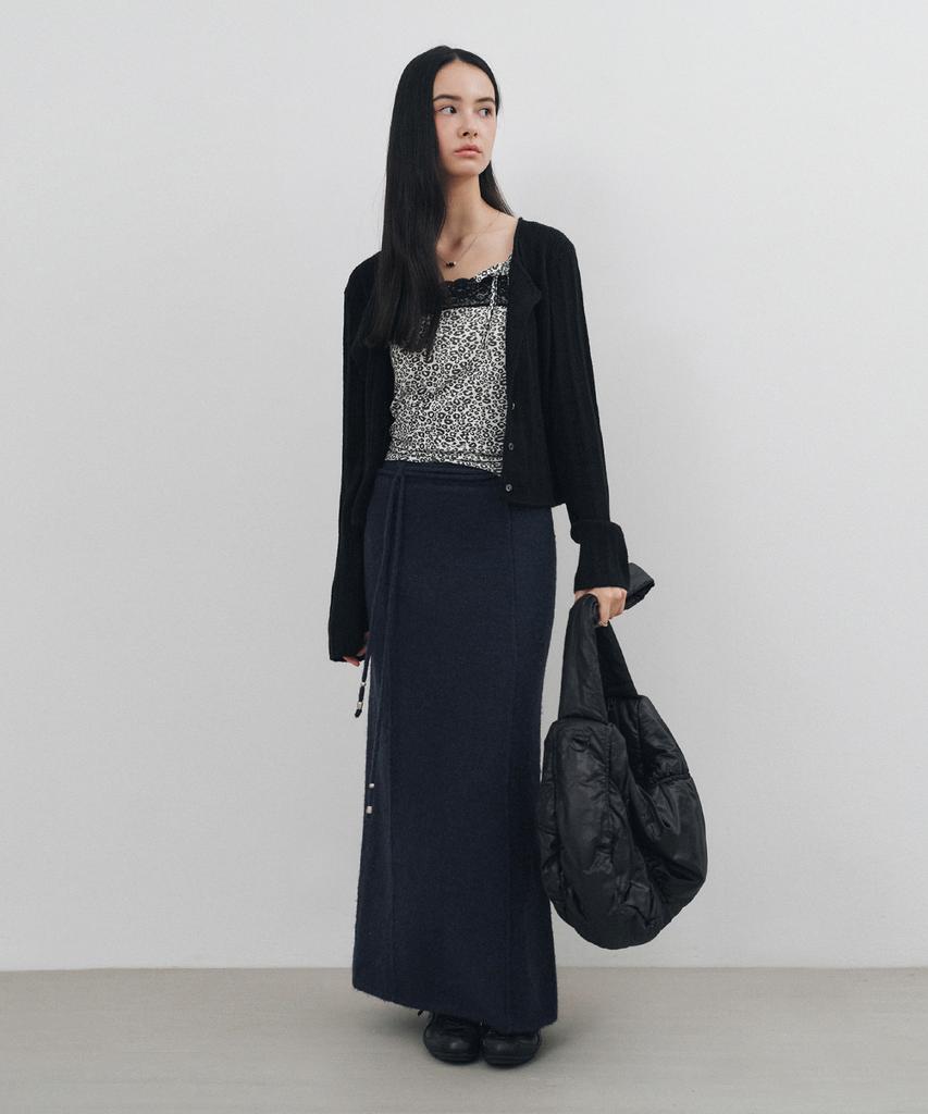 Mongdol Strap Maxi Wool Knit Skirt Navy Mdsk024Navy