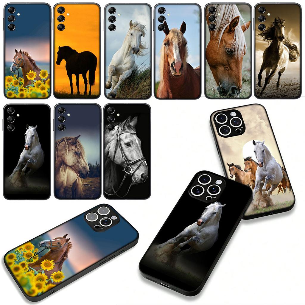 Hülle Wildes Pferd Schwarz Cool für Samsung Galaxy A25 A37 A57 A12 A14 A31 A41 A50 A51 A70 A71 A72 A21S A04 M15 Note 20 9 8 10 Hülle