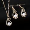 4Fashionable faux pearl pendant necklace and faux pearl earrings elegant bracelet gift set suitable for women's birthdays, Christmas, and New Year