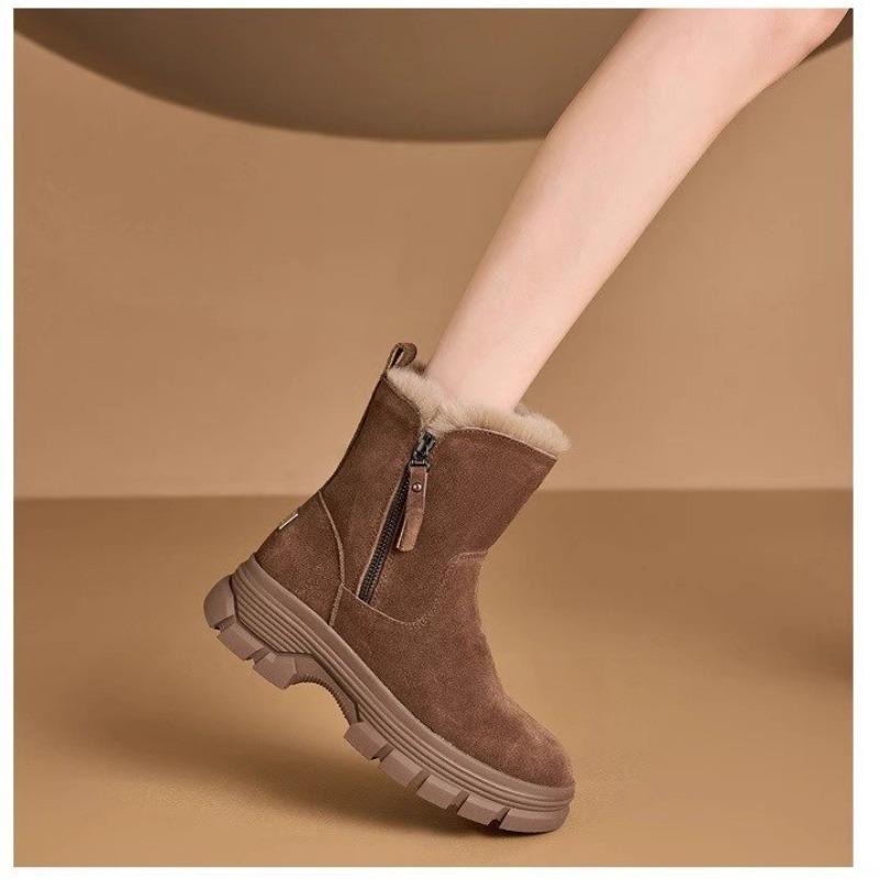 

Fur integrated snow boots women s new winter piled thickened cotton boots winter large cotton shoes 40 хаки
