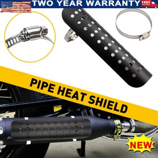 Motorcycle Pipe Shield Exhaust Heat Guard Cover Muffler Guard Cover Heel Black