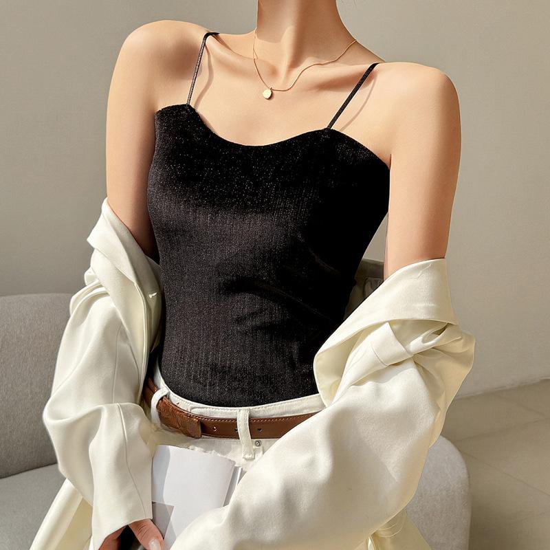 Summer Ice Silk Beauty Back Small Suspenders with Chest Pad One Cup Women with A Bottom Vest Wrapped Chest A Line Around The Chest