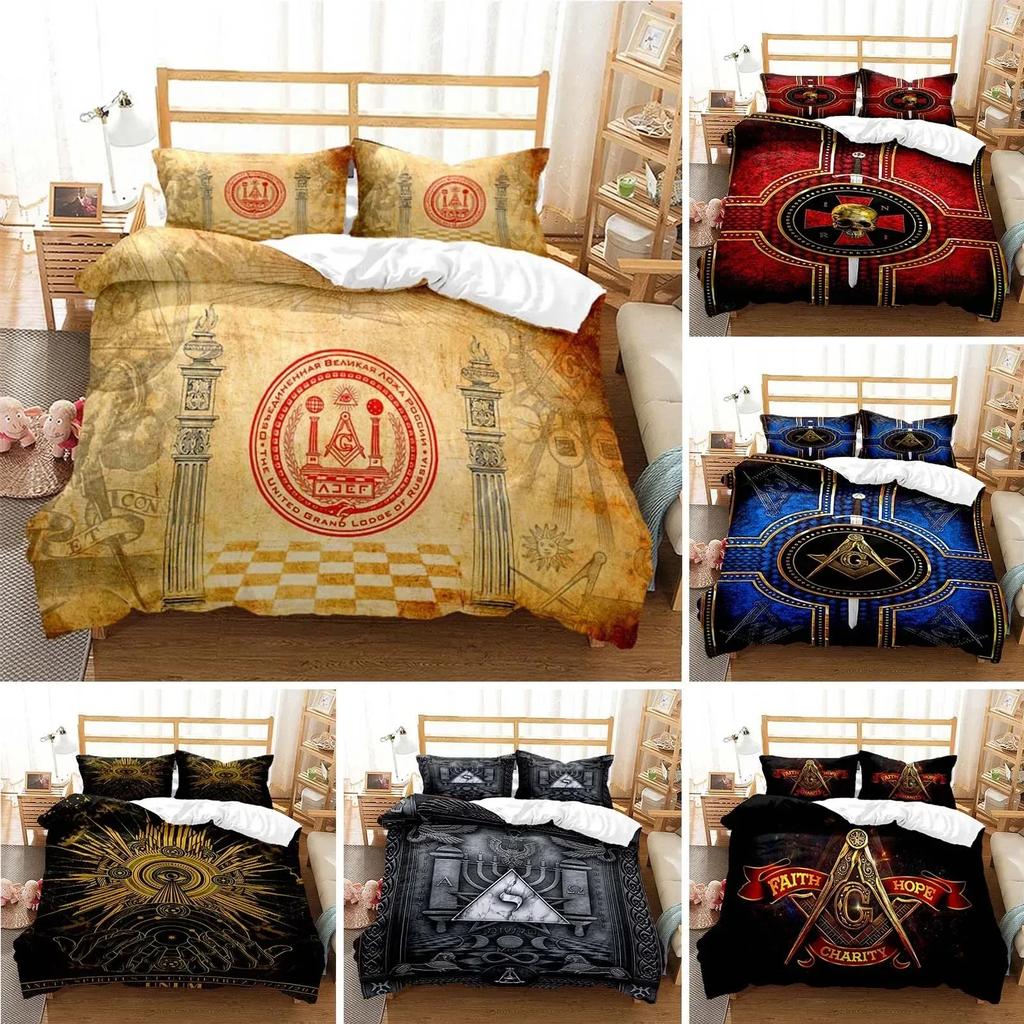 3D Printed Masonic Freemason Illuminati Bedding Set Duvet Cover Double Twin Full Queen King Adult Kids Bedclothes Quilt Cover