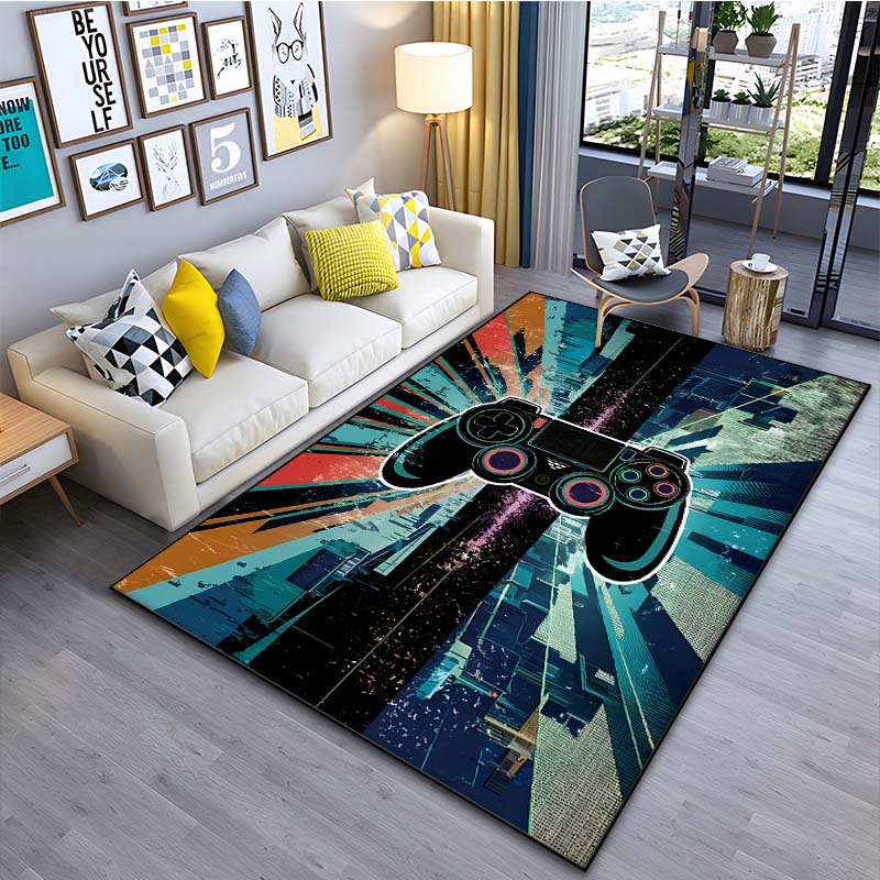 Modern Colorful Gaming Themed Print Rug for Living Room Bedroom Bedside Bathroom Floor Mat Home Area Rug Carpets Room Decor Gift