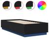 VidaXL Cadre de Lit avec Lumières LED, Lit Simple avec Sommier à Lattes, Lit Adulte de Chambre, Moderne, Noir 90x200 cm Bois 3209633