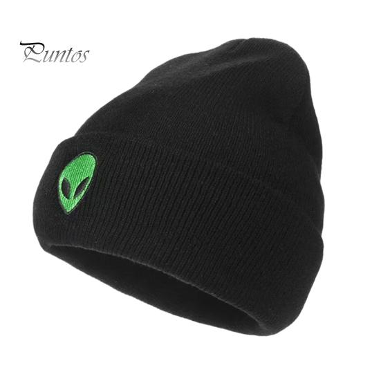 

Унисекс зимняя вязаная шапка утолщенная инопланетная вышивка теплая противоскользящая ветрозащитная однотонная эластичная защита ушей для активного отдыха на велосипеде катание на лыжах чёрный