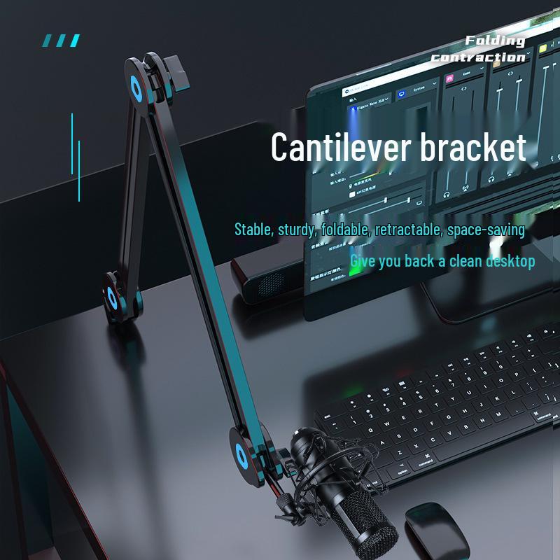 Multi-Groove Desktop Mic Stand: Versatile Boom for Live Broadcasts
