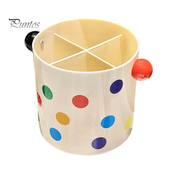 

Подставка для ручек с цветным точечным дизайном, круглый органайзер для карандашей, туалетный столик, контейнер для хранения кистей для макияжа, для домашнего офиса, школьных принадлежностей бежевый