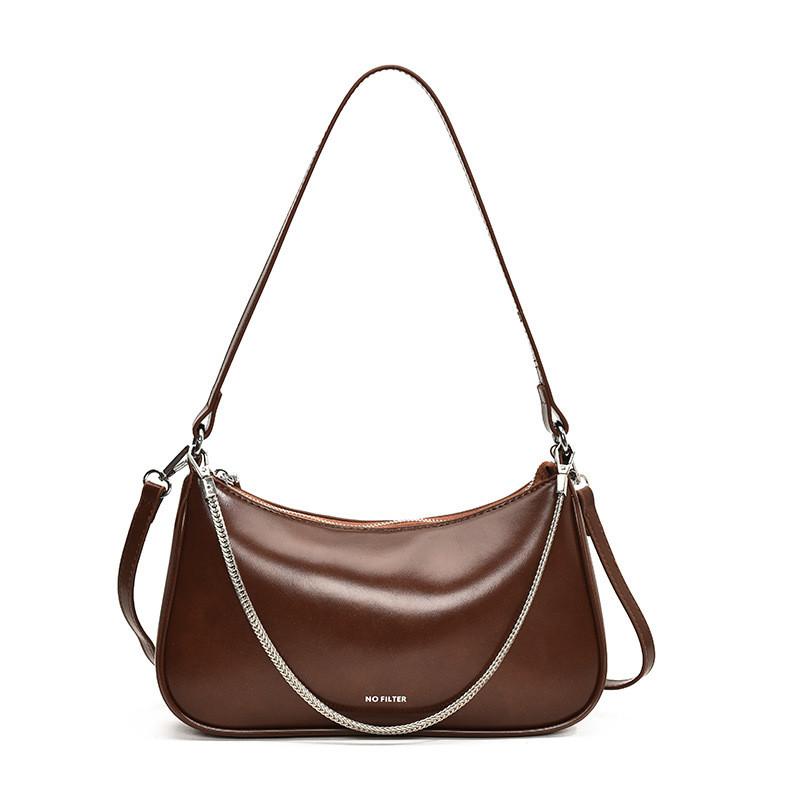 IELGY Niche High-End French Underarm Bag Chain Baguette Bag Simple Retro Shoulder Crossbody