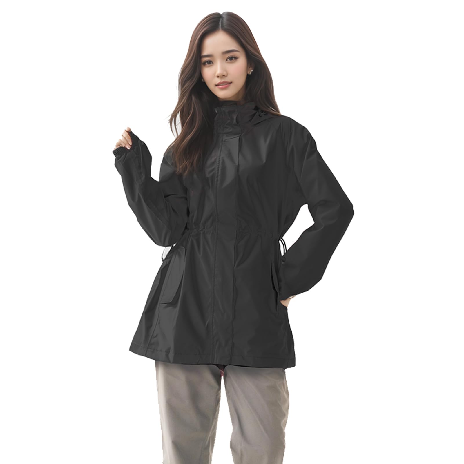 

Arashiyama Lightweight Hiking Mountain Rainy Typhoon Protection Women s Waterproof, Breathable, Rainwear, Windproof, Cold-Resistant, Jacket, чёрный