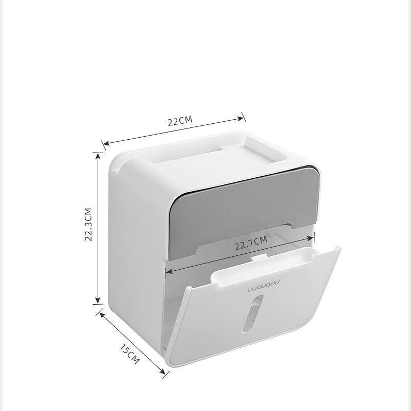 Toilet tissue holder bathroom double-layer tissue box storage rack waterproof wall mounted storage rack bathroom accessories