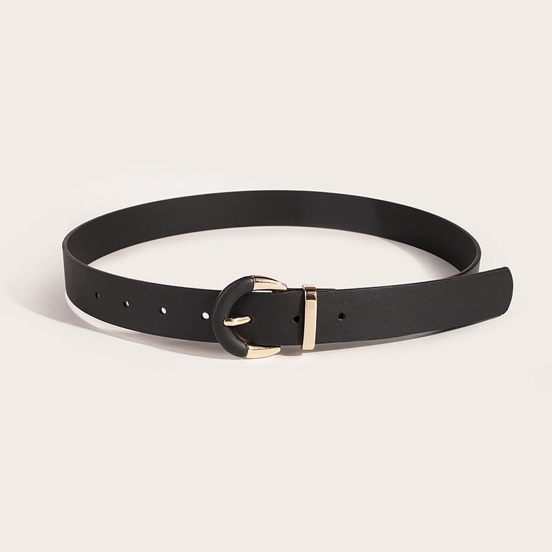 

Basic Pu Belt For Women With Geometric Buckle For Summer Fashion