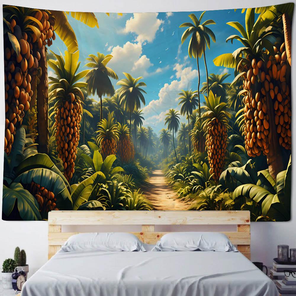Bohemian Style Tapestry, Tropical Plant Art Wall Hanging, Psychedelic Home Background Decoration, Available In Various Sizes