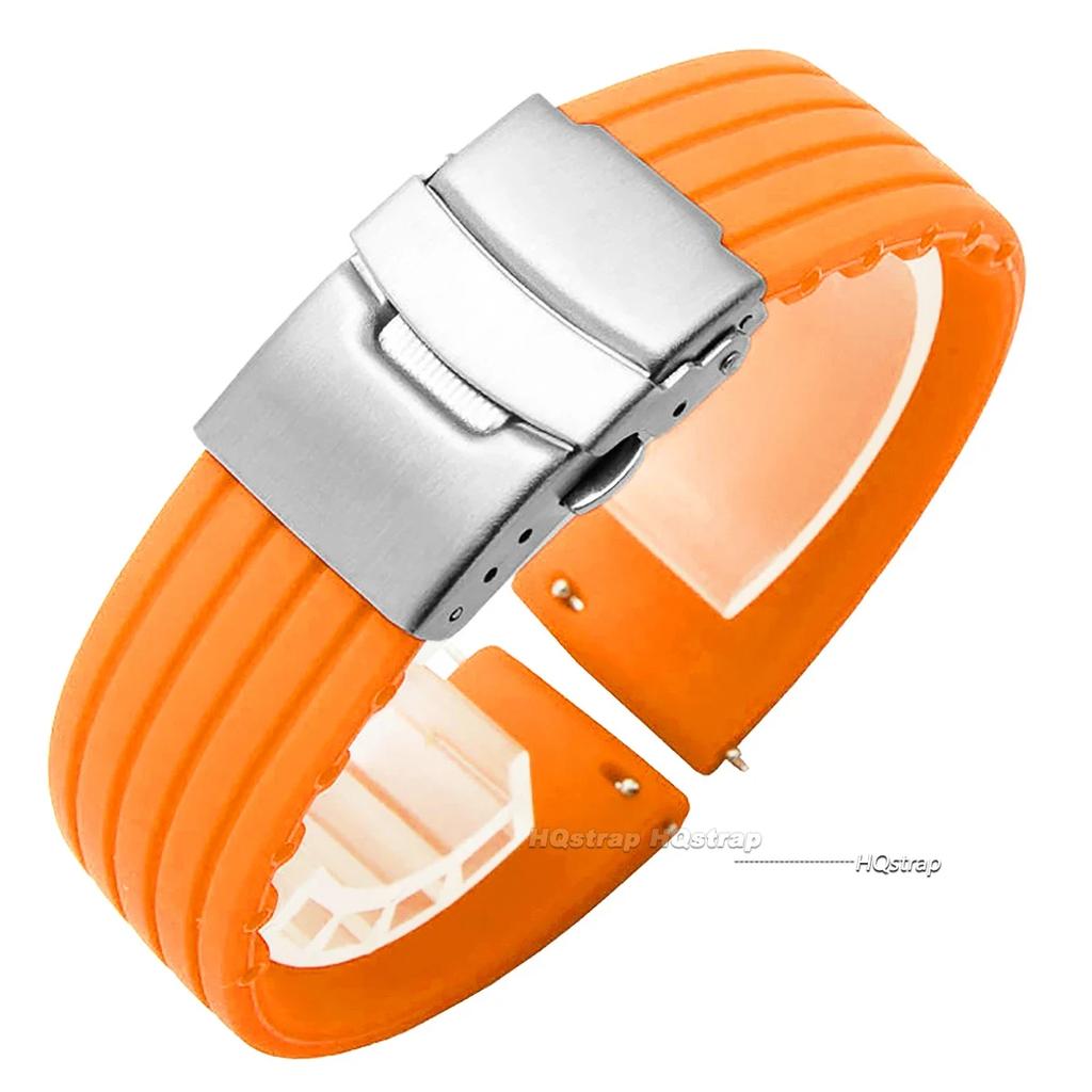 Silicone Rubber Watch Strap Deployment Buckle Band 18mm 20mm 22mm 24mm for Omega Watch Replace Strap for Seiko Sport Straps