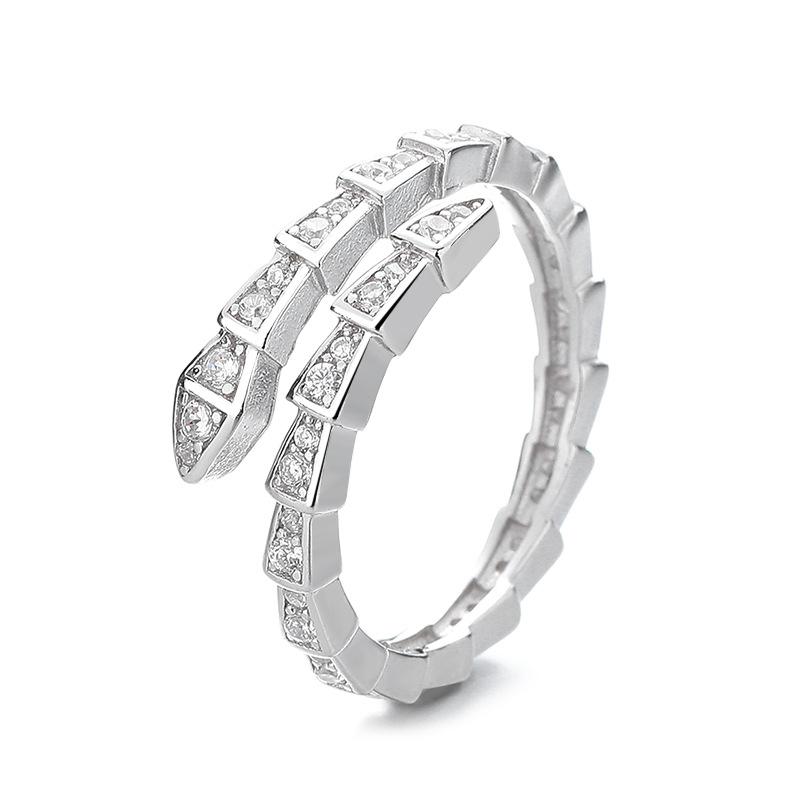 2026 High-end Flash Diamond Spirit Snake Ring Women's Niche Design Open Index Finger Ring Cold Wind Fashion Personality Ring Tide