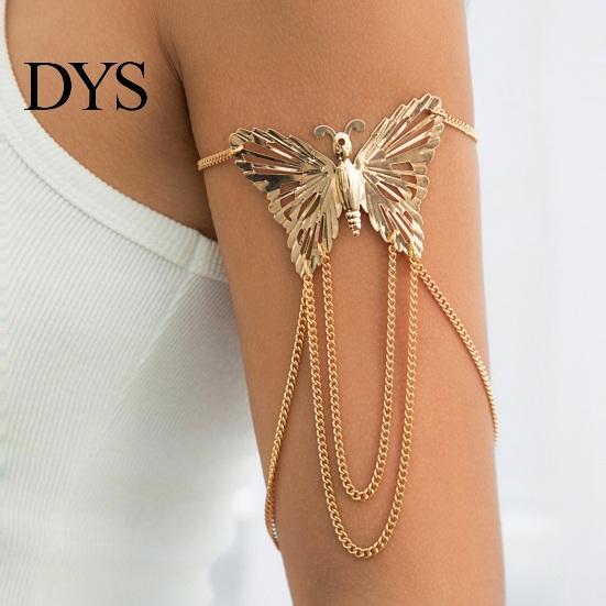 Arm Band Women Bracelet Adjustable Hollow Out Butterfly Shape Multi Chains Chain Armlet Punk Style Anti-slip Lady Prom Party Cosplay Performance