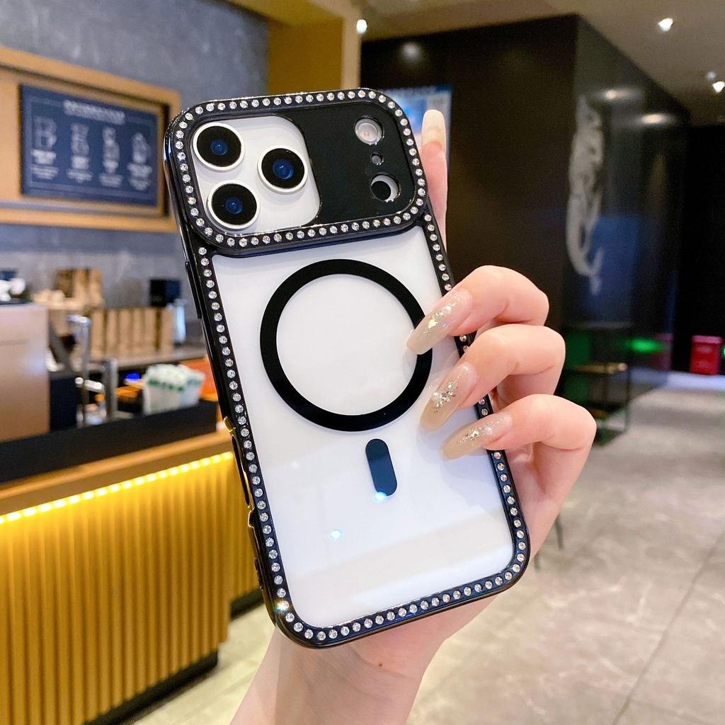 Flash Drill Magnetic Mobile Phone Case Is Suitable for Apple 17PROMAX Trend 16 Transparent Acrylic Backplane 13/14/12