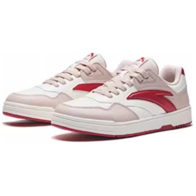 Anta Comfortable Versatile Non-Slip Wear-Resistant Low-Top Skate Shoes Women Sneaker White Red 122448011-3