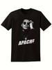 T-shirt Essenziale Unisex Merch Apache 207 - Maglietta Grafica Nera con Audace Scritta Apache Bianca e Logo con Accento Rosso, Girocollo Manica Corta Casual e per la Palestra