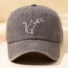 Ladies Cartoon Cat Five Finger Print Washed Distressed Baseball Cap Sun Hat Casual Outdoor Sports Cap