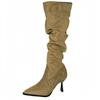 High Heel Pointed Khaki Suede Pile Boots Women's Shoes 2025 Autumn and Winter Single Boots Skinny Long Knight Boots