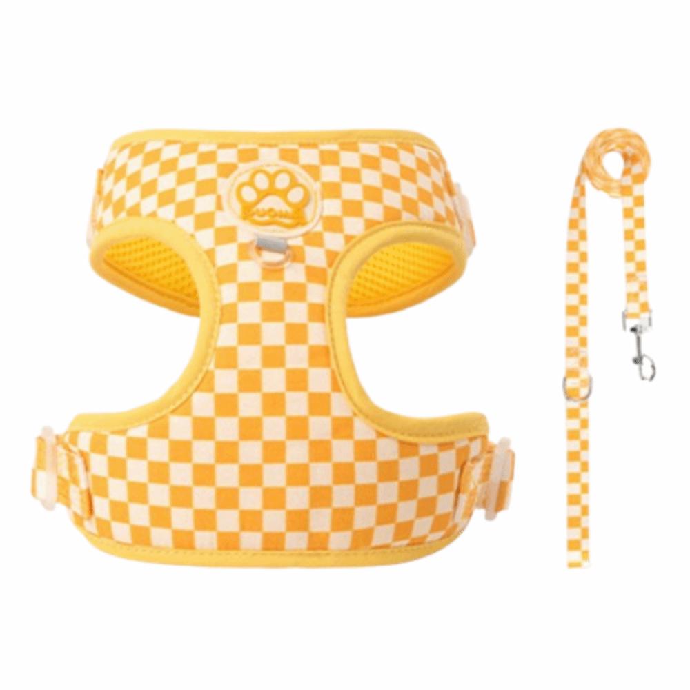Easy Adjust Dog Harness Leash Set Breathable Pet Harness Vest  Outdoor Walking L жёлтый