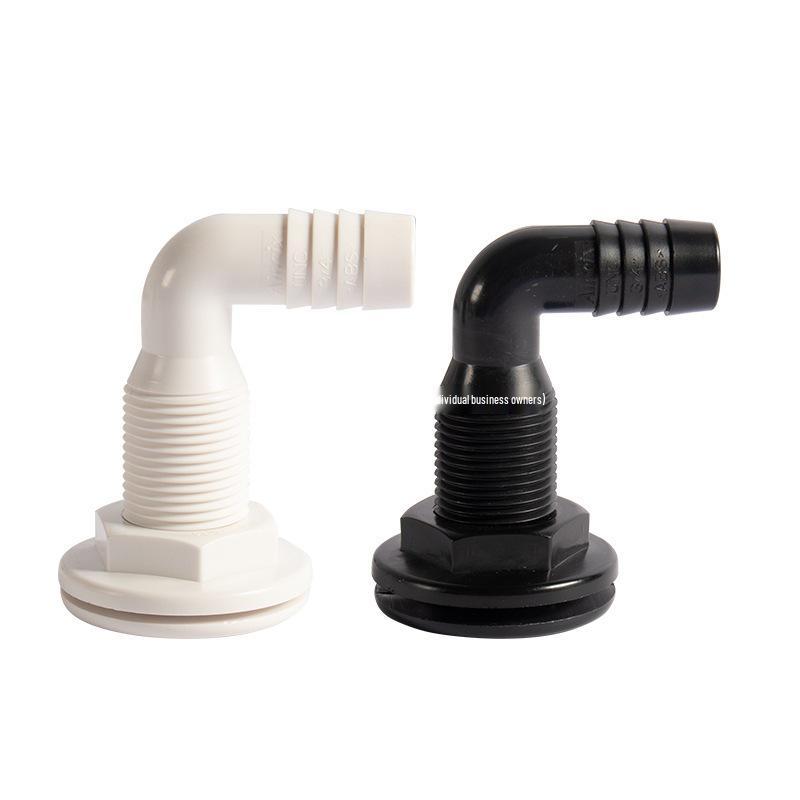 90° Marine Sewage Drain Outlet for Yacht Hull - Black/White
