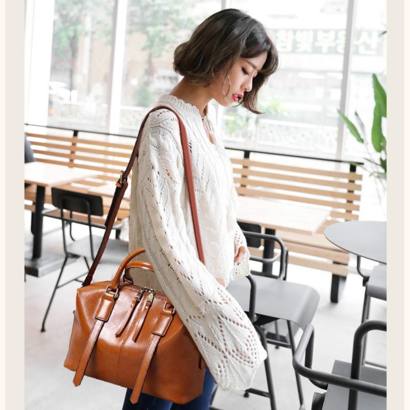 100% Genuine Leather Women Large Handbag Bag Shoulder Ladies Luxury Design Crossbody Bag Commuter Shopping Tote Bag for Women
