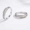 Elegant Double Layer Zircon Ring - Women's Light Luxury Cross-Border Design, Niche Double Row Diamond Ring, New High-End Style.