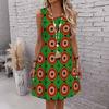 Women Plus Size Sleeveless Round Neck Circular Mandala Print Loose Fit Short Casual Dress