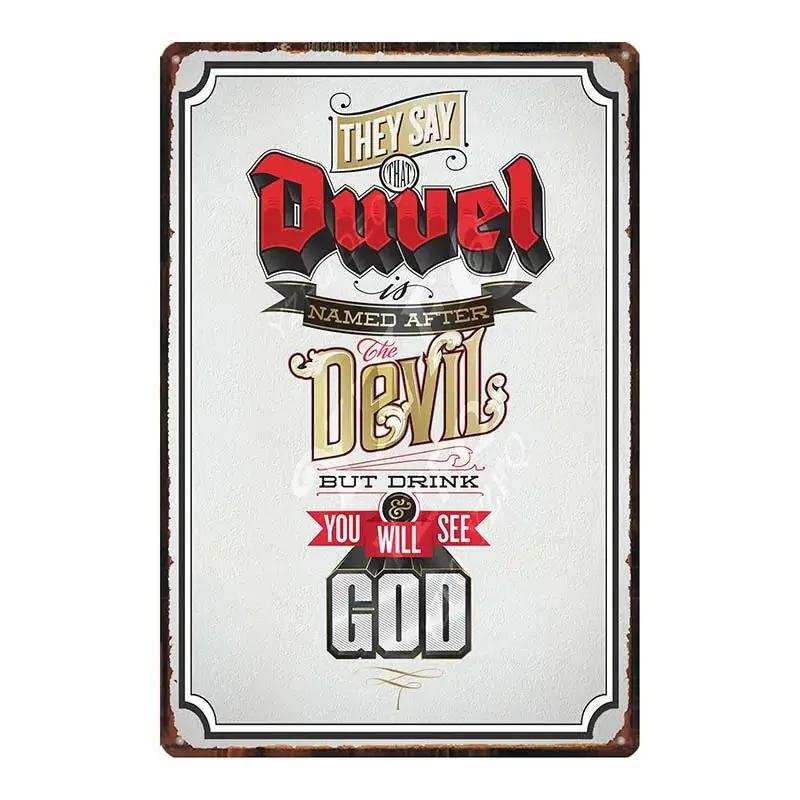 Belgian Beer Chouffe Duvel Metal Tin Sign Plate Wall Pub Kitchen Restaurant Home Art Decor Vintage Iron Poster  DU-2000