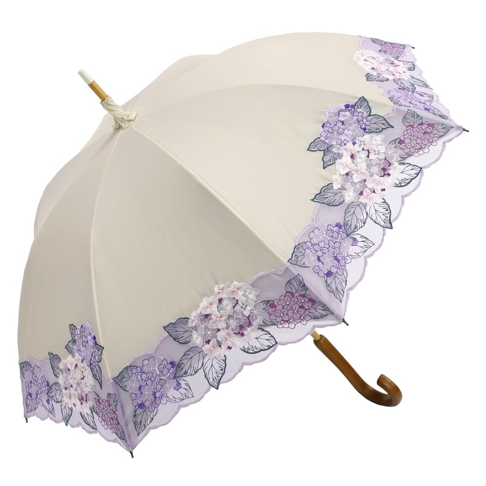 

Актриса Премиум Органза Длинный Полный Тепловой УФ Зонт от Солнца и Дождя [Шинуазри Модерн] Зонтик, Зонтик, Гортензия, Вышивка, Зонтик, бежевый