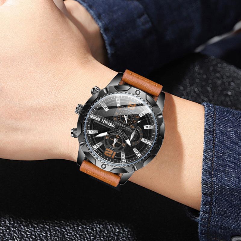 Top Brand New Men's Quartz Watch Business Casual Elegant Watch Waterproof Fashion Cool Two-color Belt Men's Watch