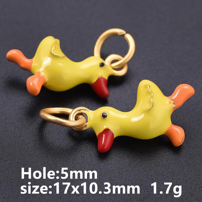 5pcs Kawaii Animal Pendant Enamel Charms For Jewelry Making Duck Bunny Elephant Lucky Fish Charm Handmade Materials Accessories