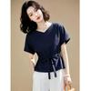 EST+II 2026 Summer V-Neck Tie-Waist Short Sleeve Shirt