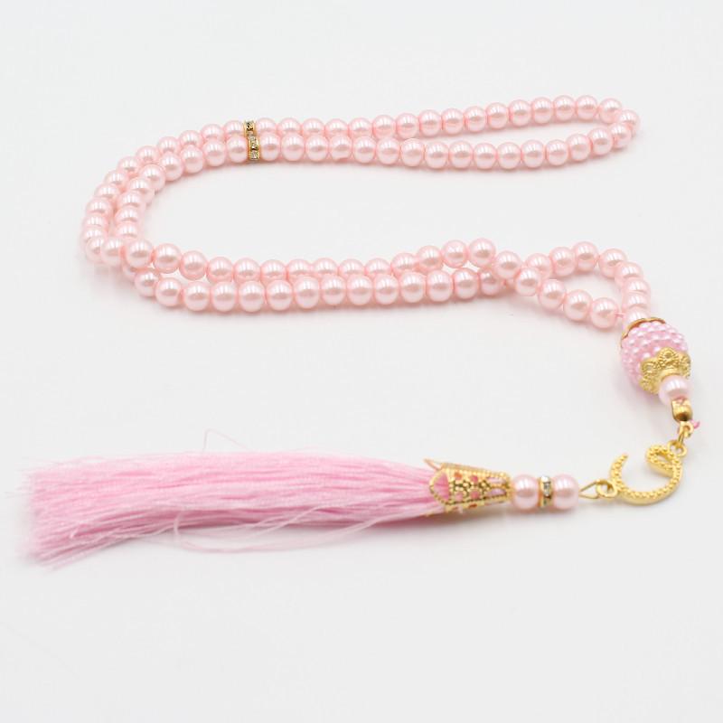 99 Glass Imitation Pearl Tassel Prayer Beads Bracelet Charms, Middle Eastern Design, 6mm Size